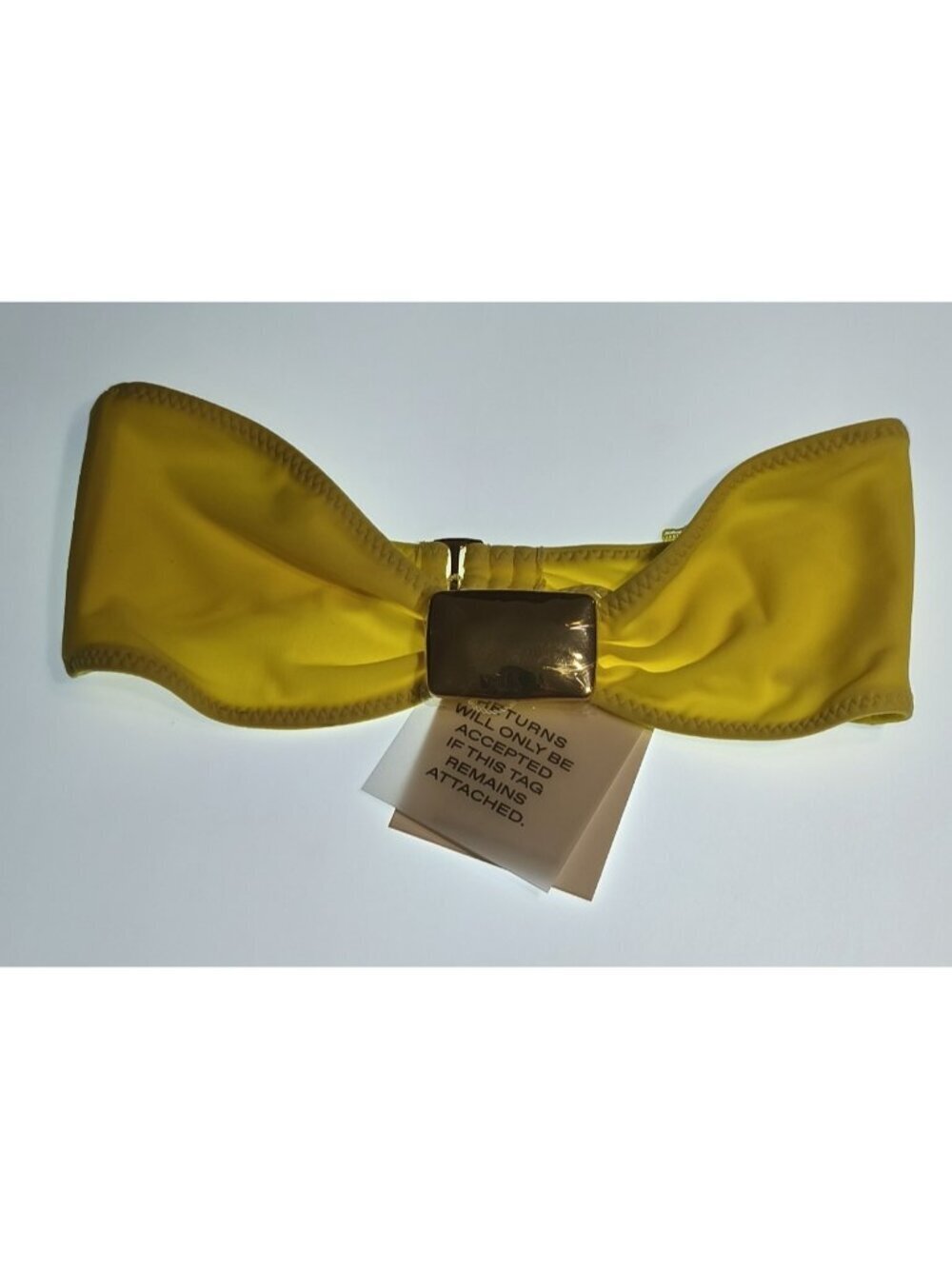 SAME Los Angeles Yellow Bandeau Bikini Top Gold Hardware NWT Small Swim